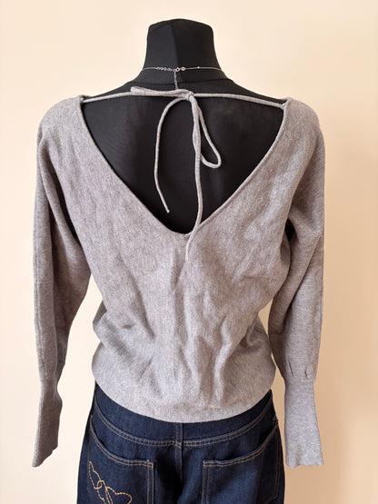 Grey open-back sweater