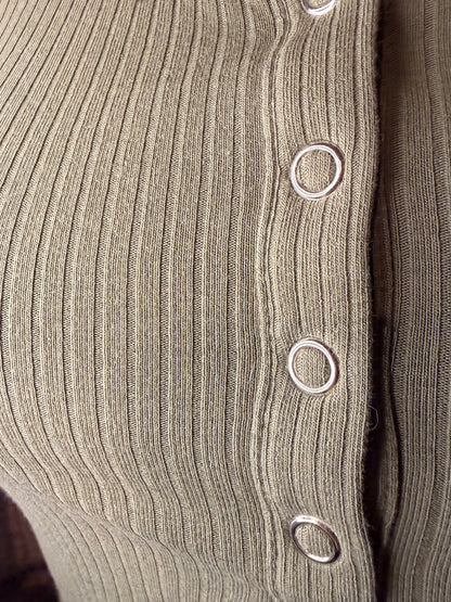 Olive green button up sweatshirt