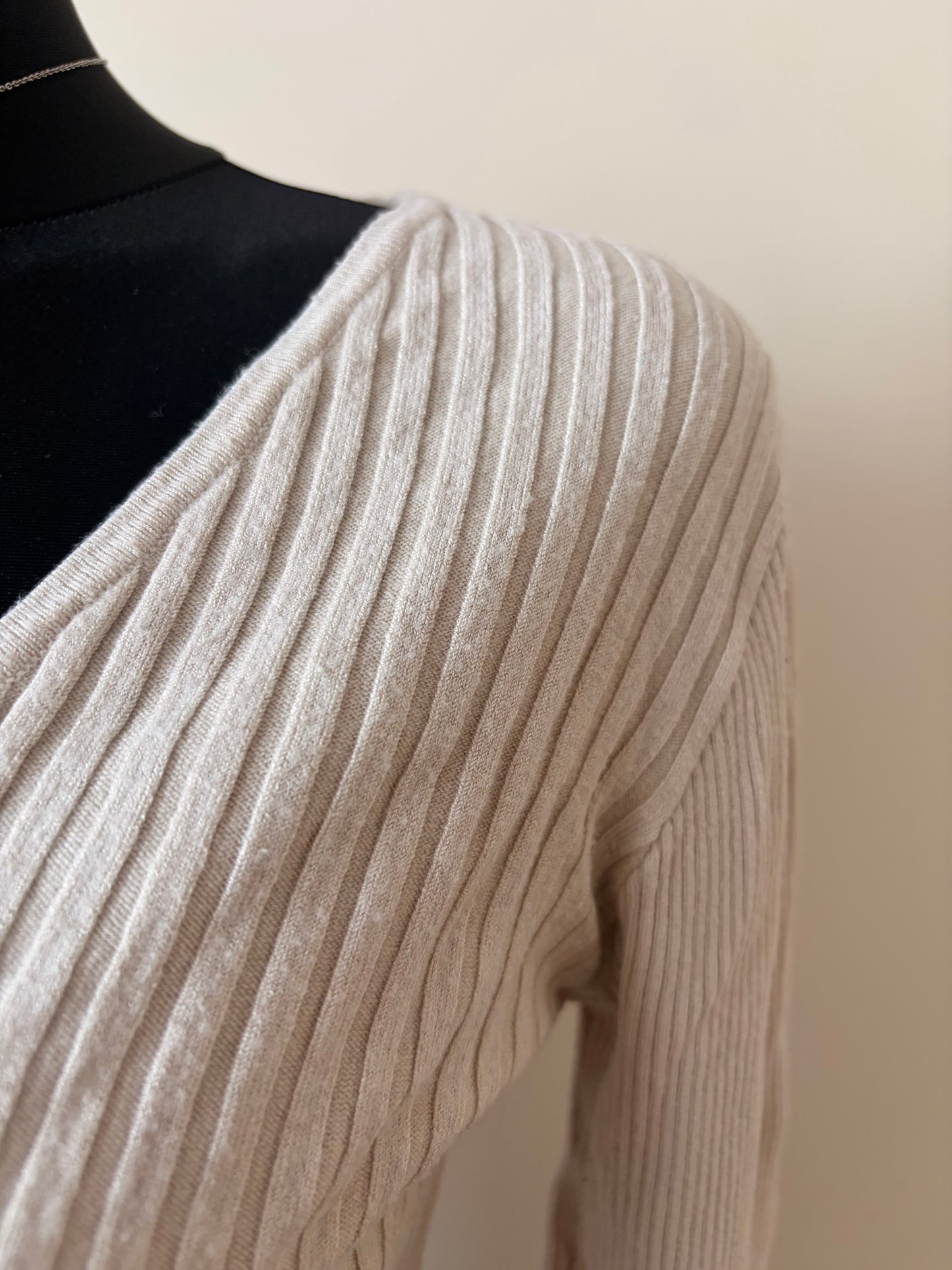 White v-neck long-sleeve top