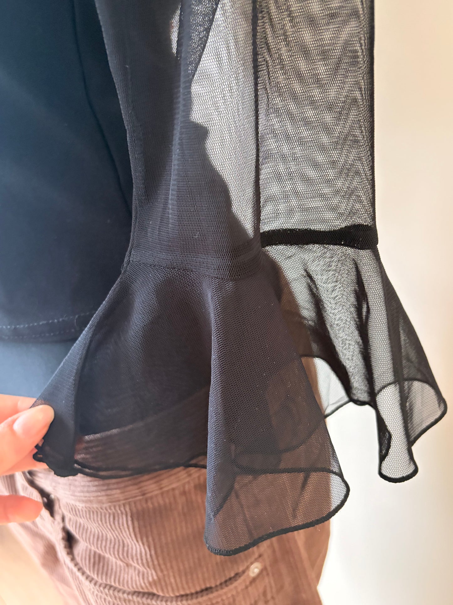 Vintage black ruffled blouse