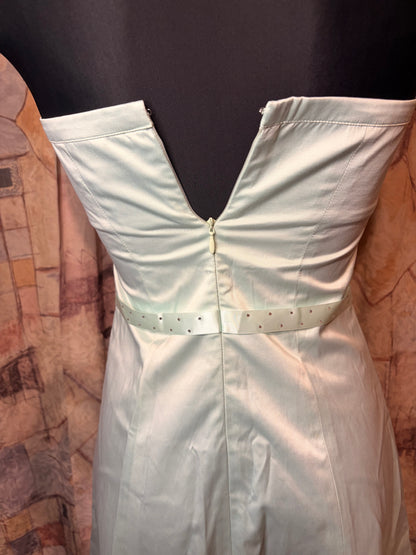 Vintage light teal strapless formal dress