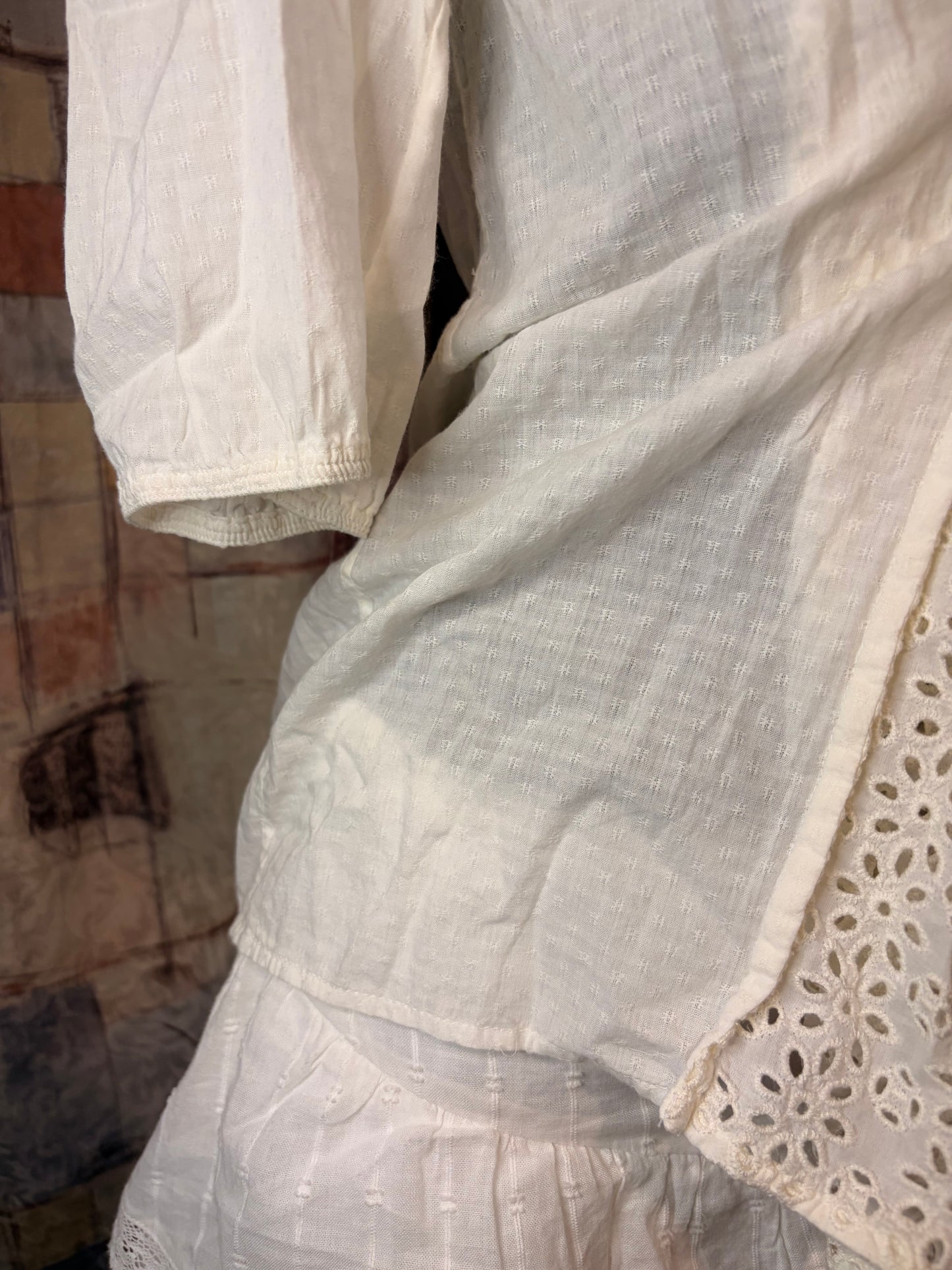 White cotton layered summer blouse