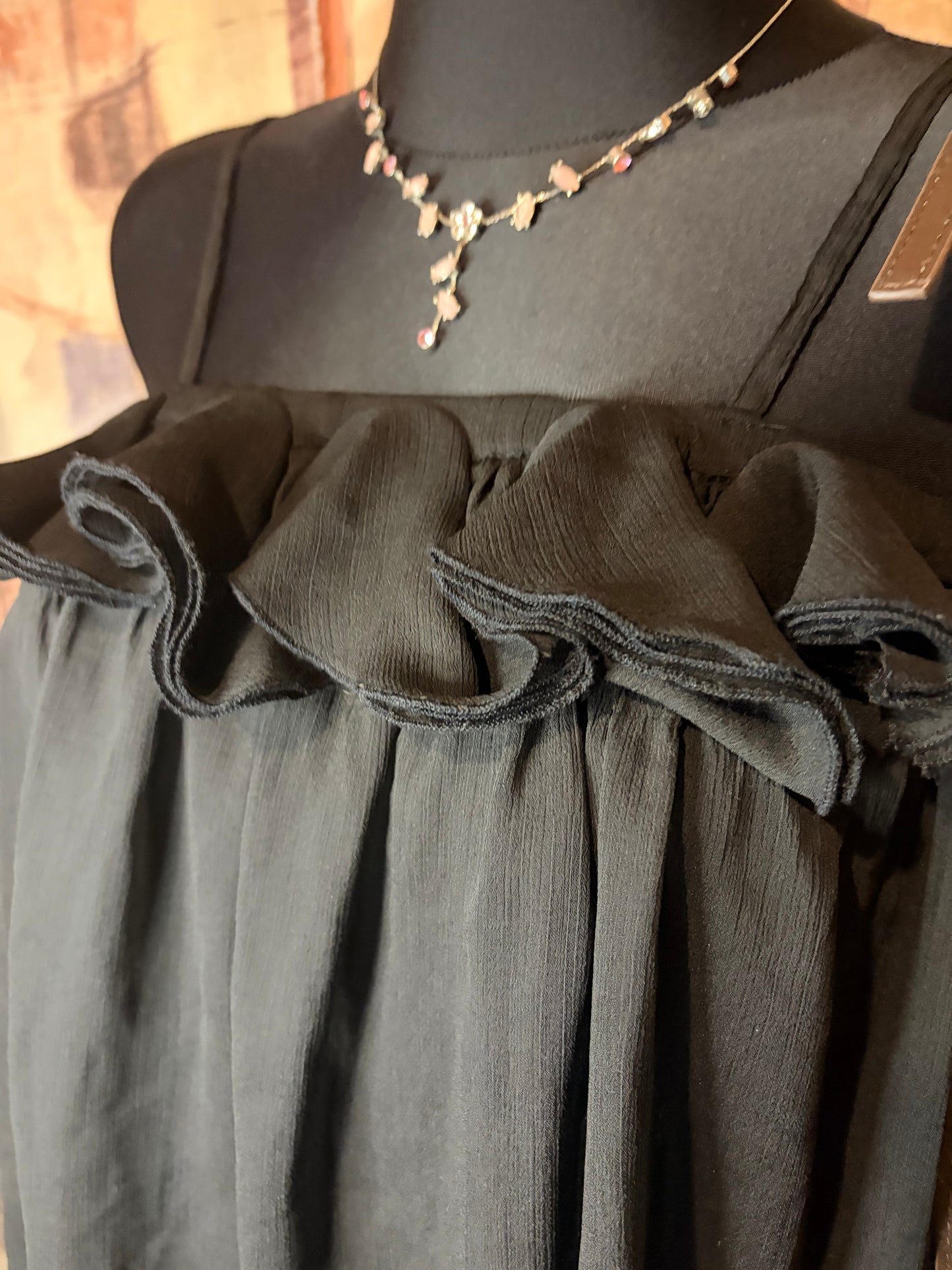 Black babydoll drape top