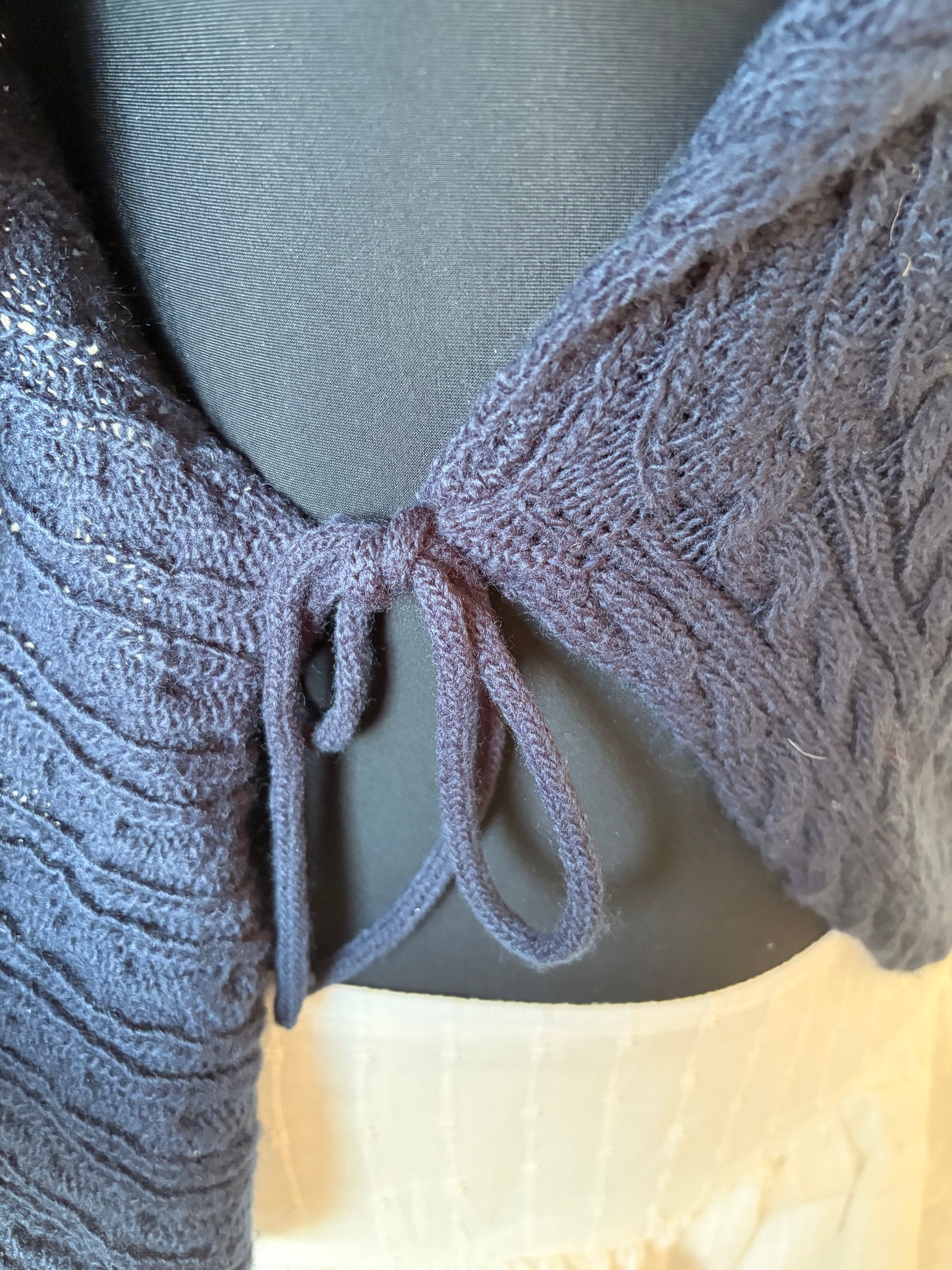 Navy knit wrap top
