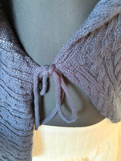 Navy knit wrap top