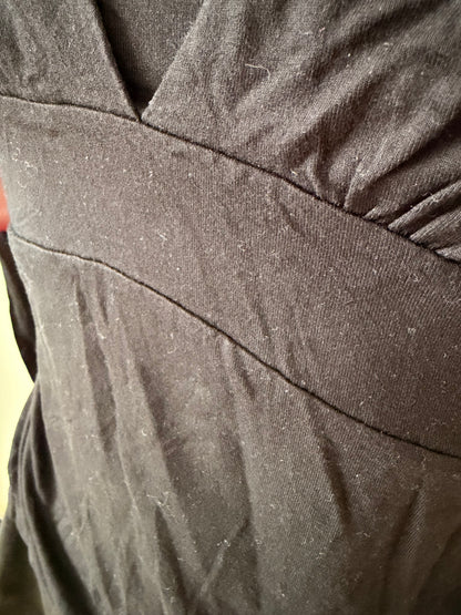 Simple black layered long-sleeve top