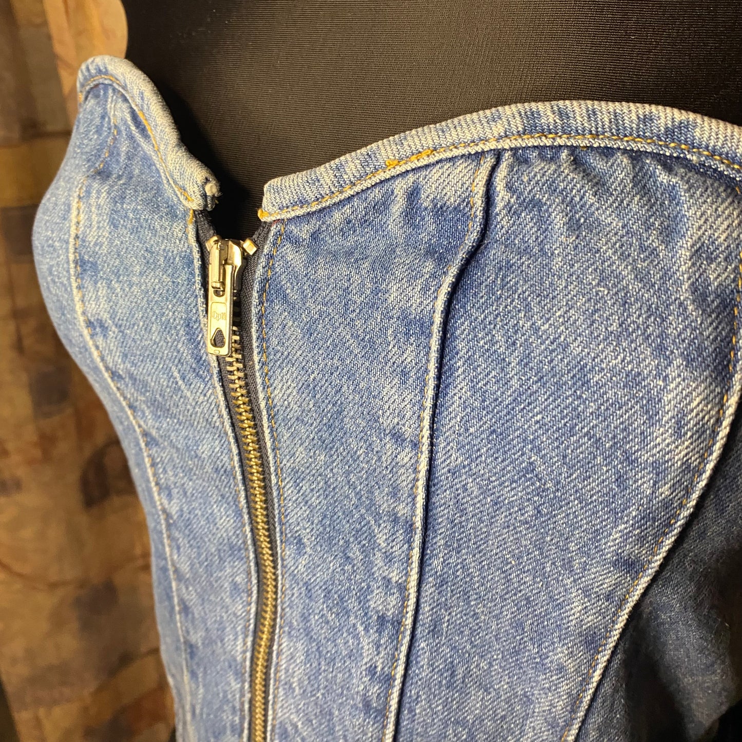 Jean zip-up top