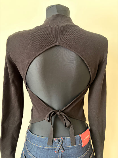 Black open back top