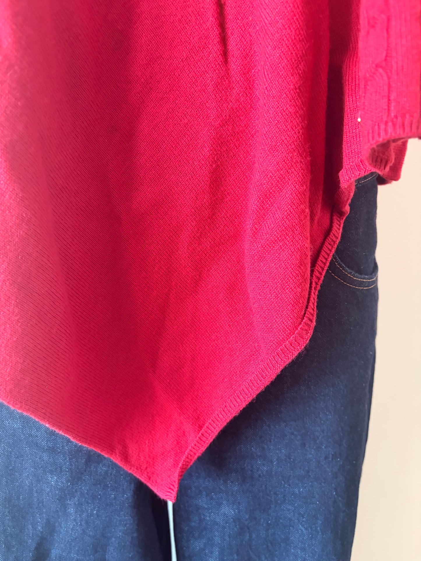 Red knit detail poncho