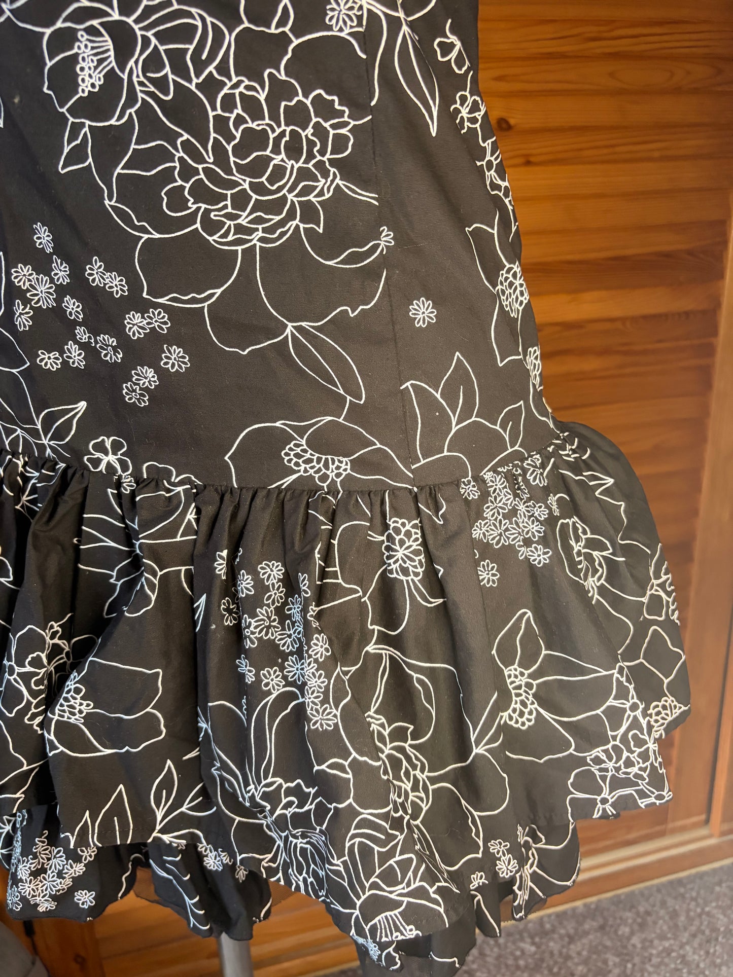 Vintage Y2K Black & White Floral Strapless Corset Mini Dress