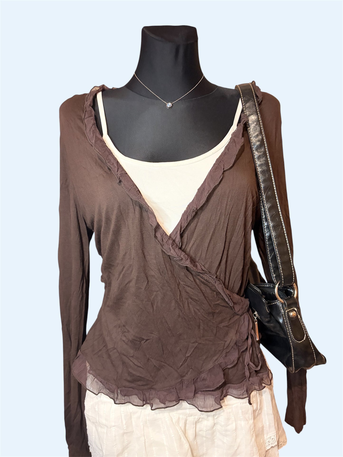 Brown wrap blouse