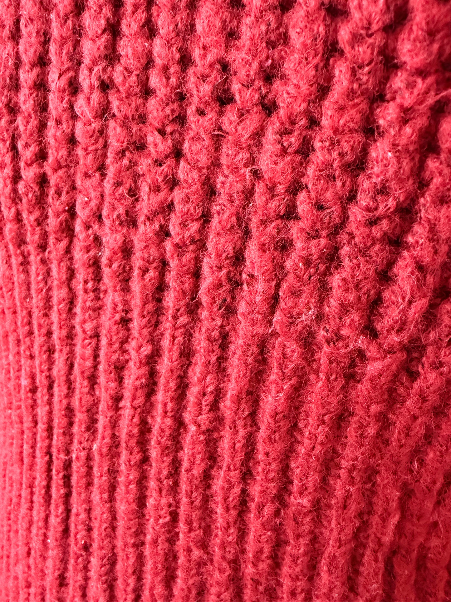 Red knit sweatshirt