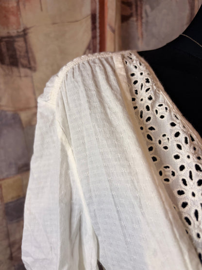 White cotton layered summer blouse