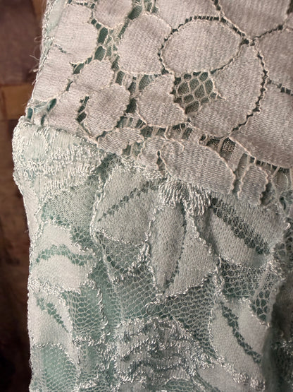Vintage light teal babydoll lace dress