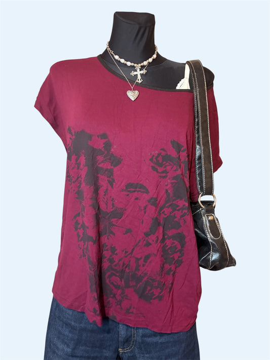 Off-shoulder punk oversized shirt