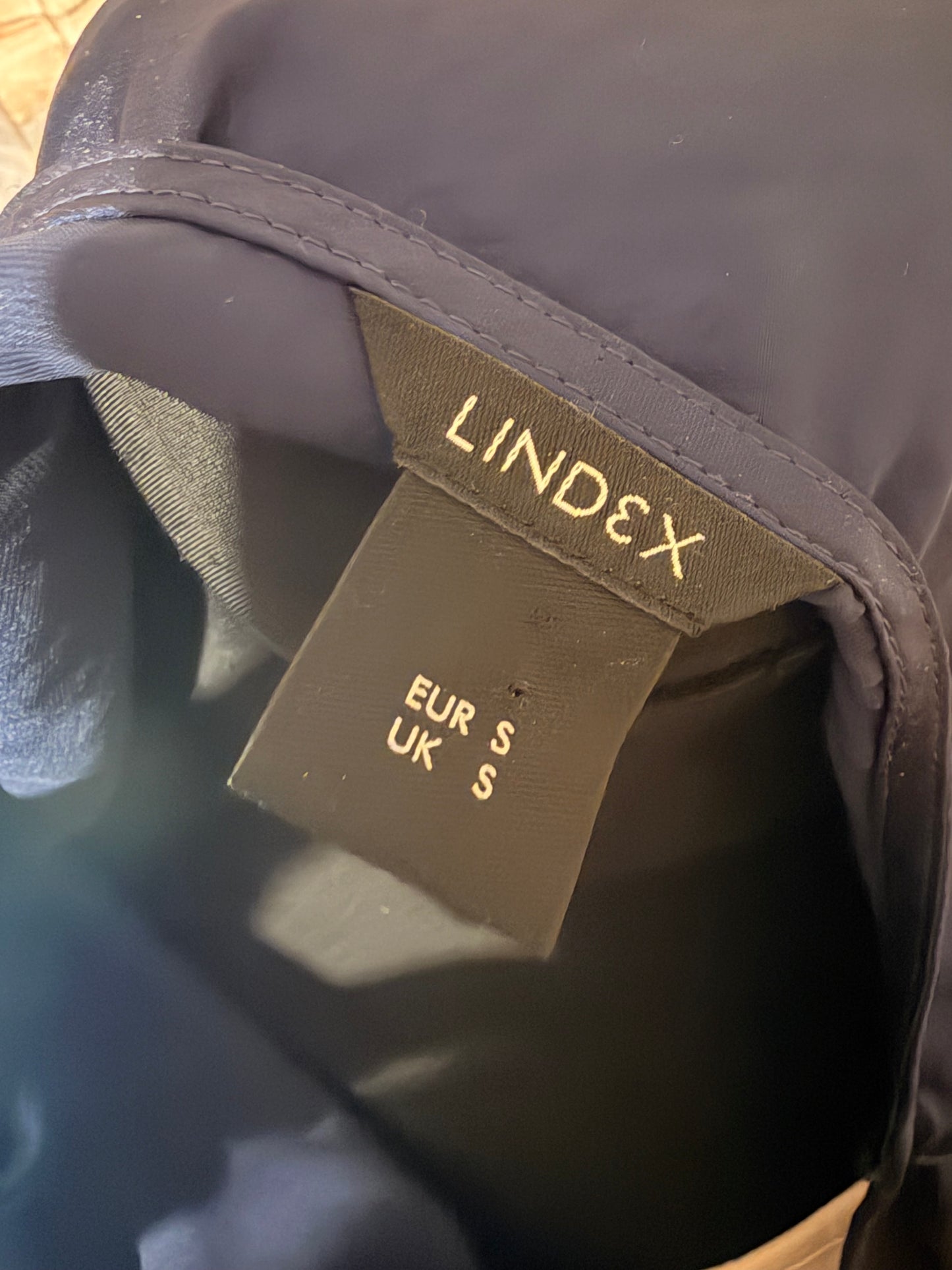 Navy blue satin-like cover-up top
