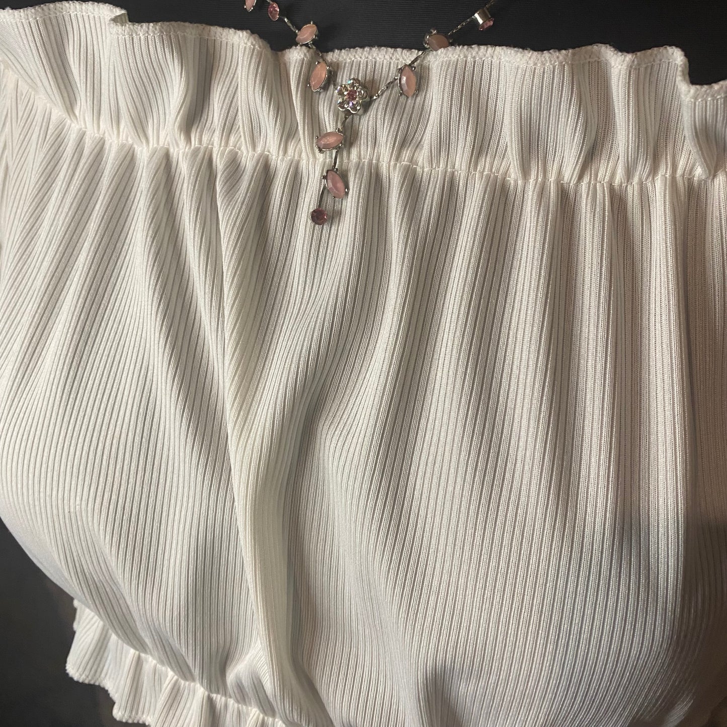 White off-shoulder crop top