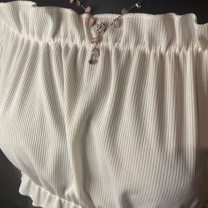 White off-shoulder crop top