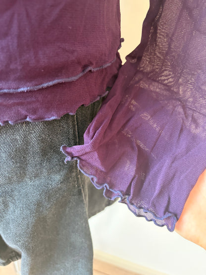 Purple top with mesh sleeves