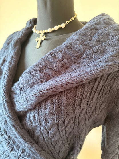 Navy knit wrap top