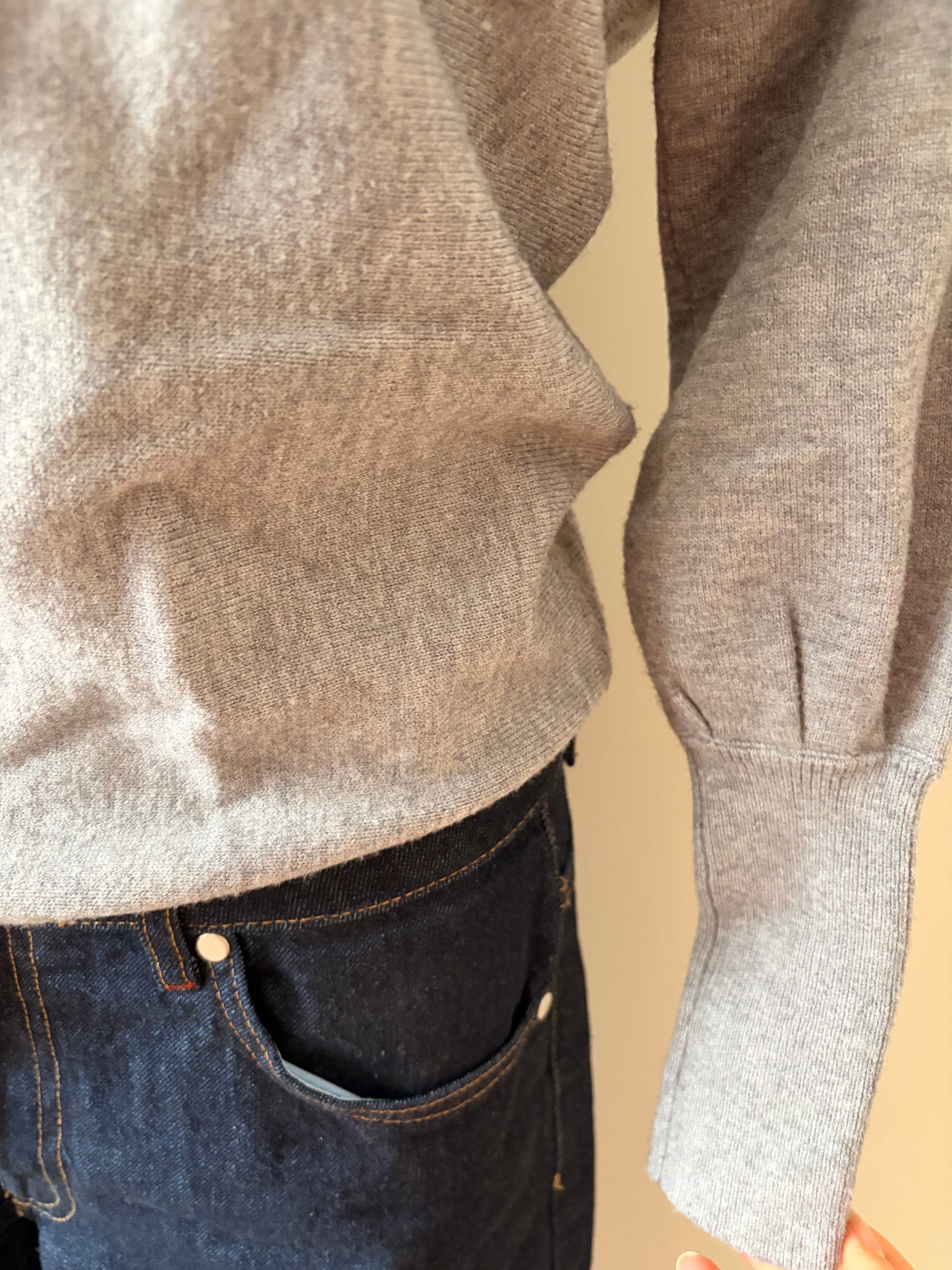 Grey open-back sweater