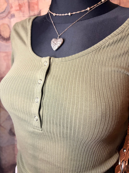 Olive green button up sweatshirt