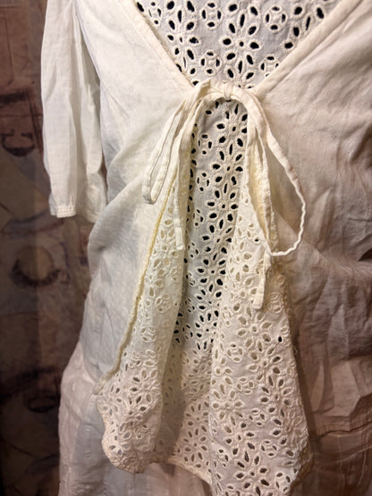 White cotton layered summer blouse