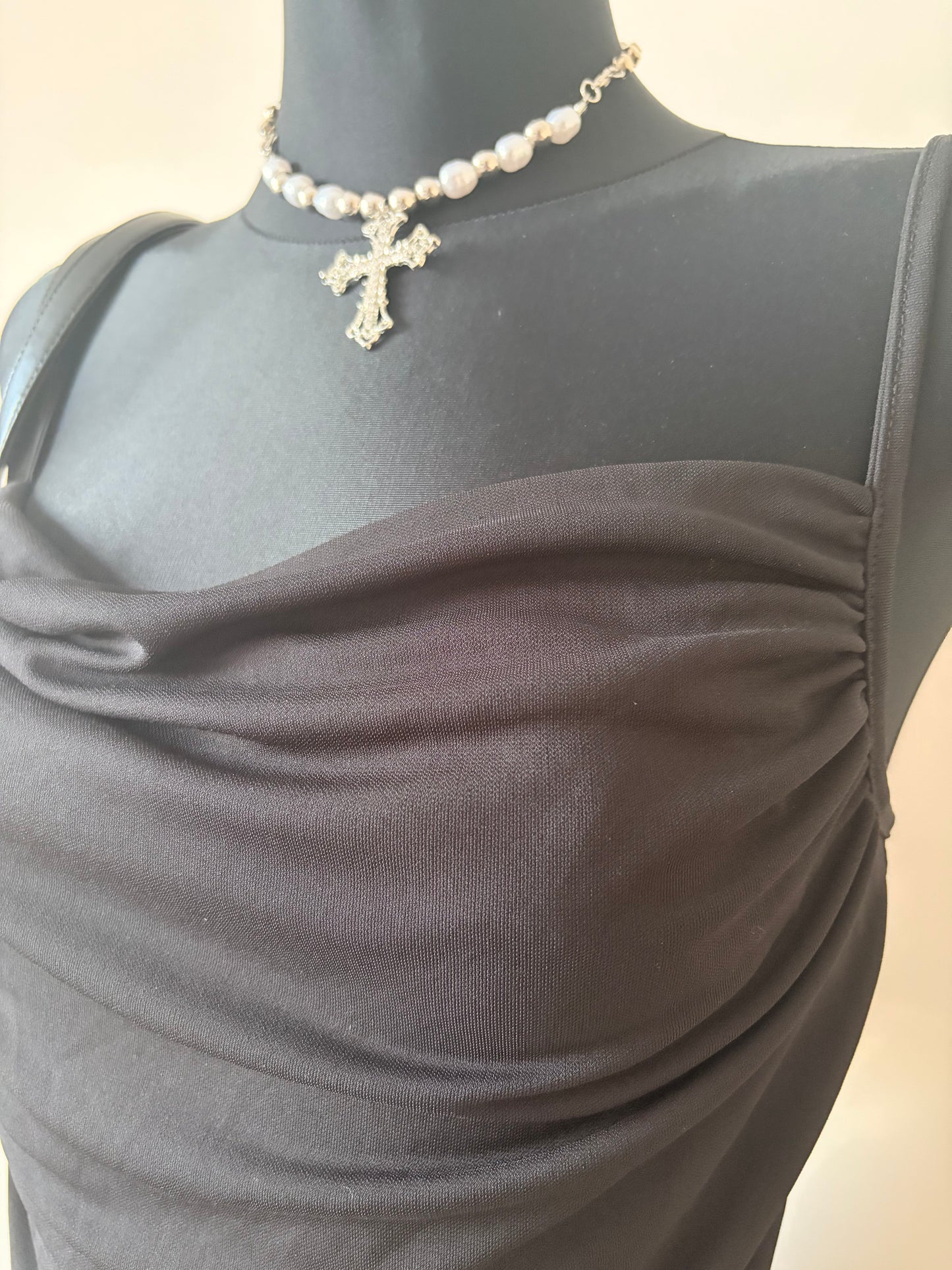 Black ruffled cami top