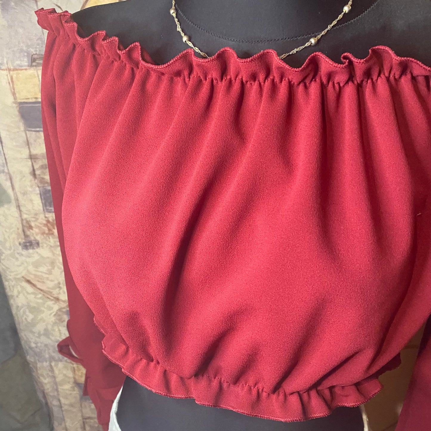 Burgundy off-shoulder top