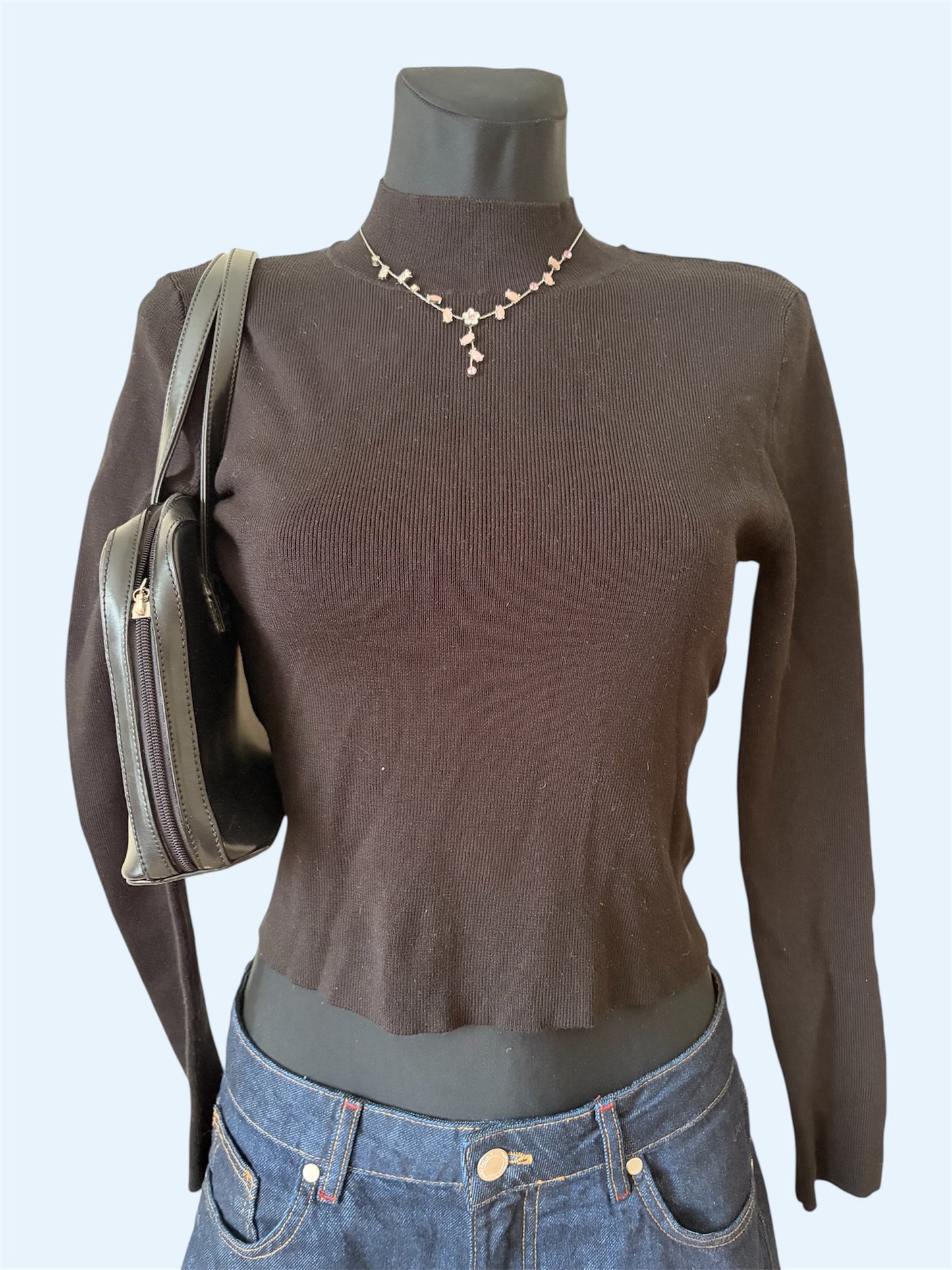 Black open back top