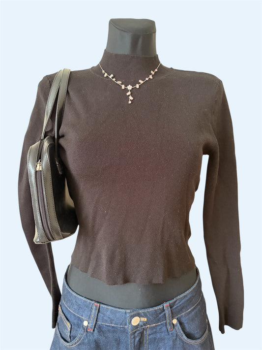 Black open back top