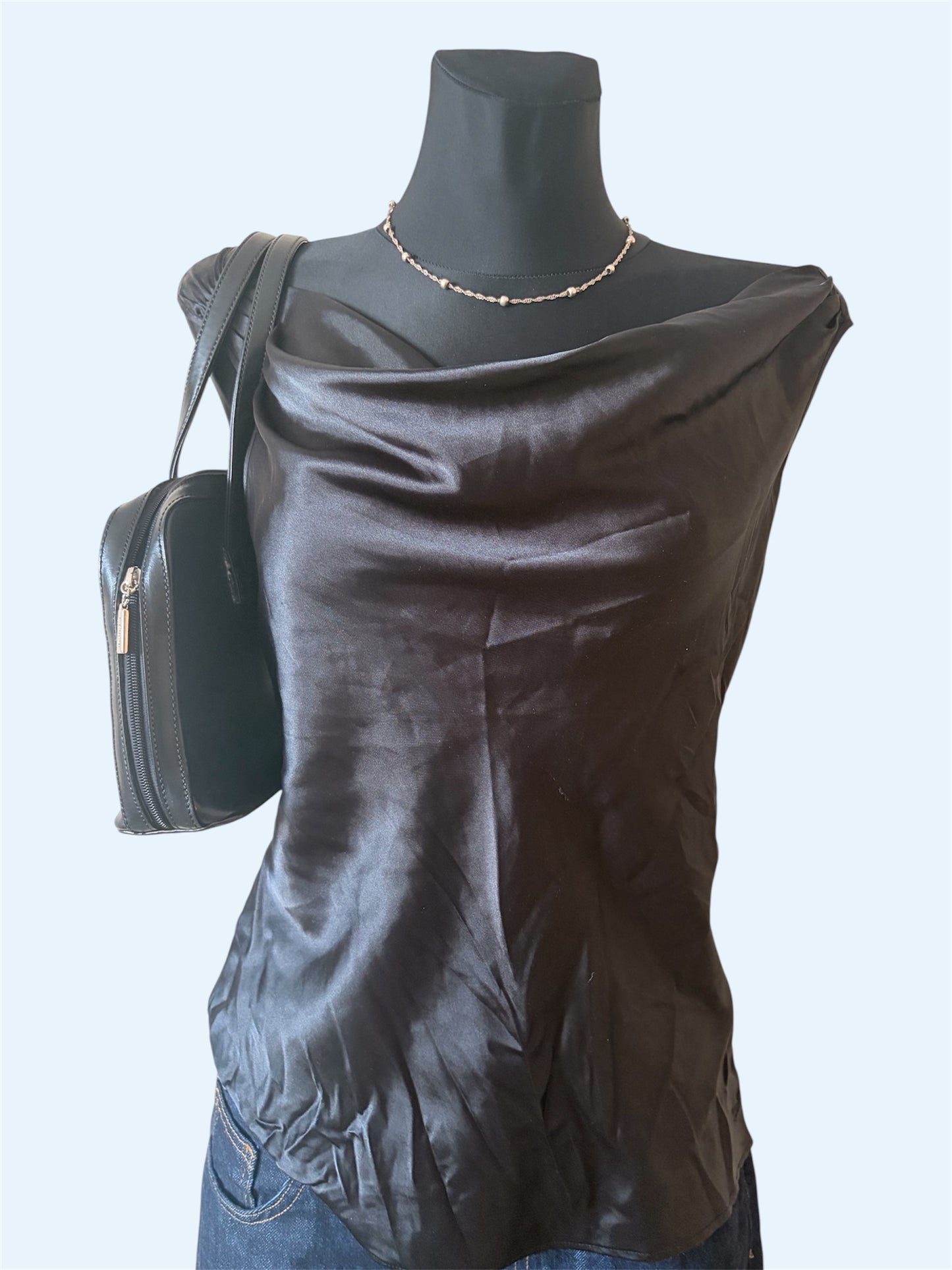 Black drape formal top