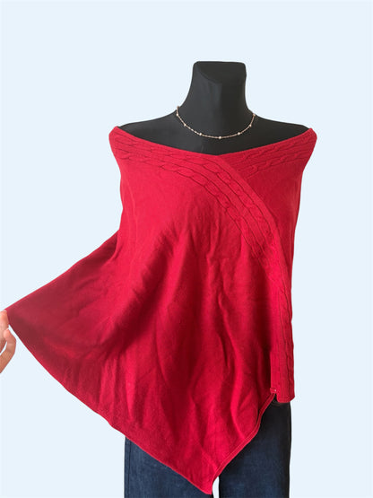 Red knit detail poncho