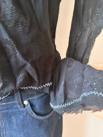 Vintage black mesh top