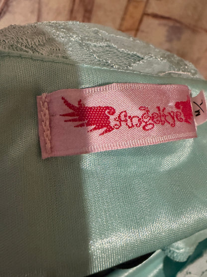 Vintage light teal babydoll lace dress