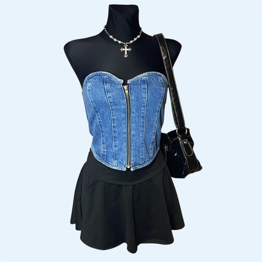 Jean zip-up top