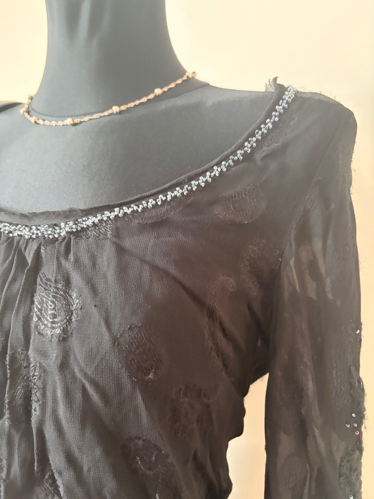 Vintage black mesh top
