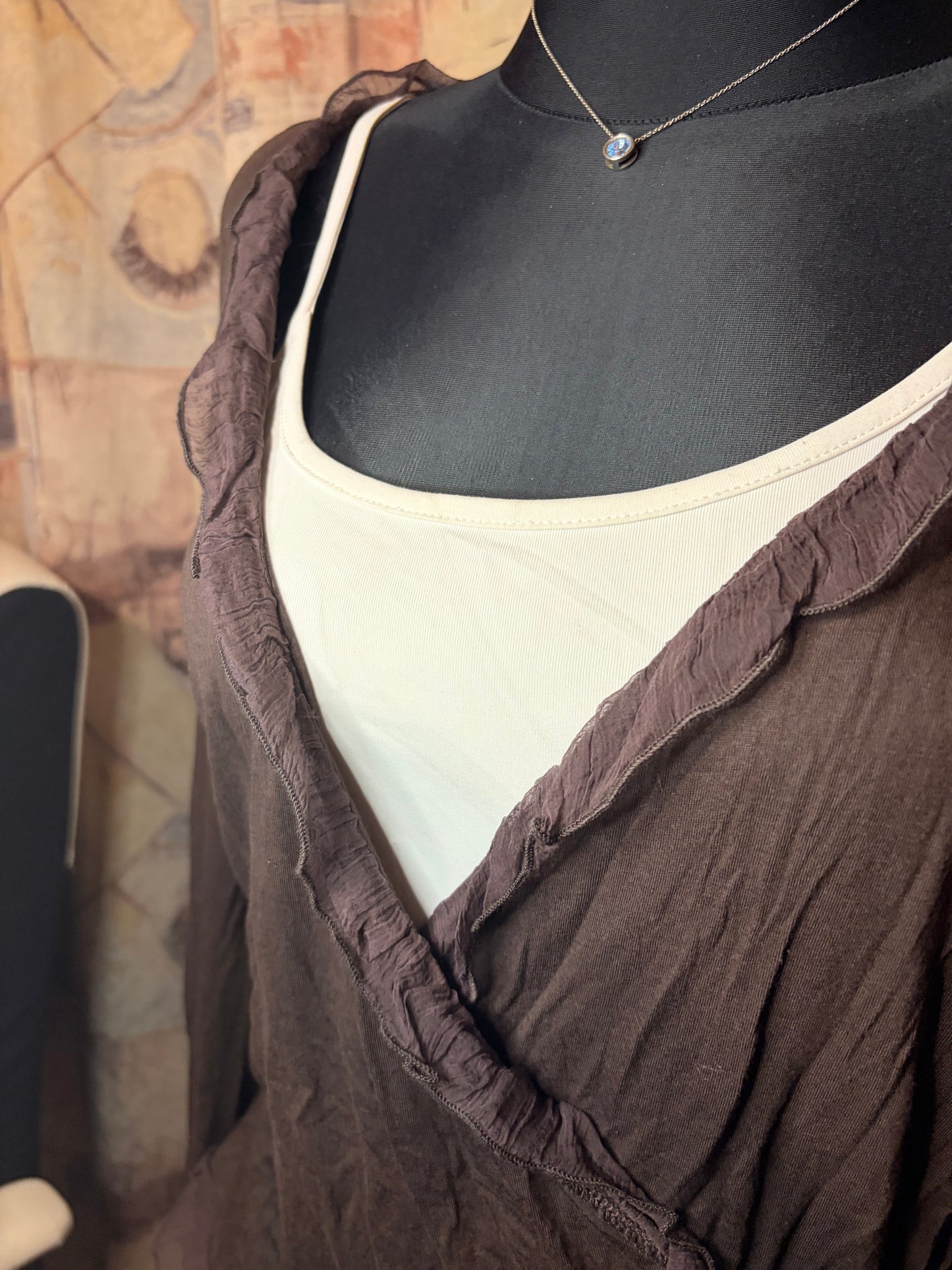 Brown wrap blouse