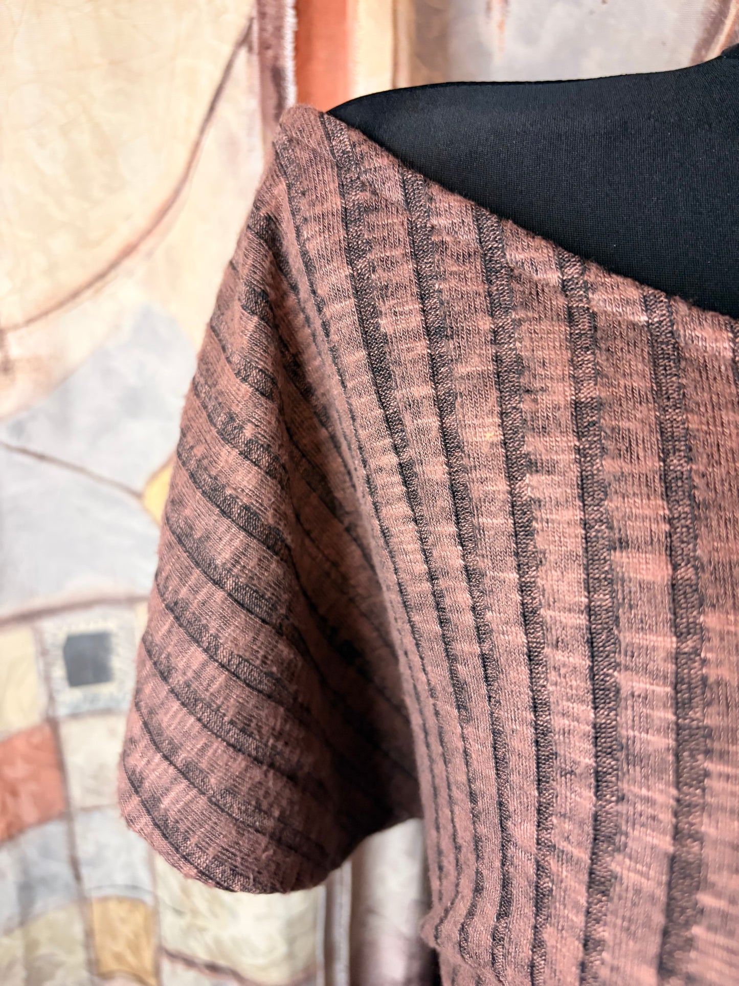 Off-shoulder brown knit top