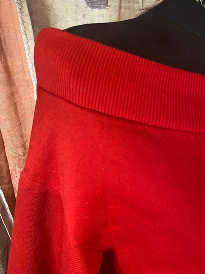 Red off-shoulder sweater