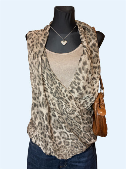 Vintage leopard combo top