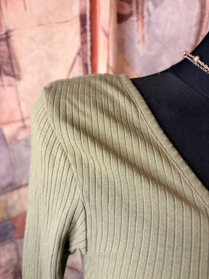 Olive green button up sweatshirt