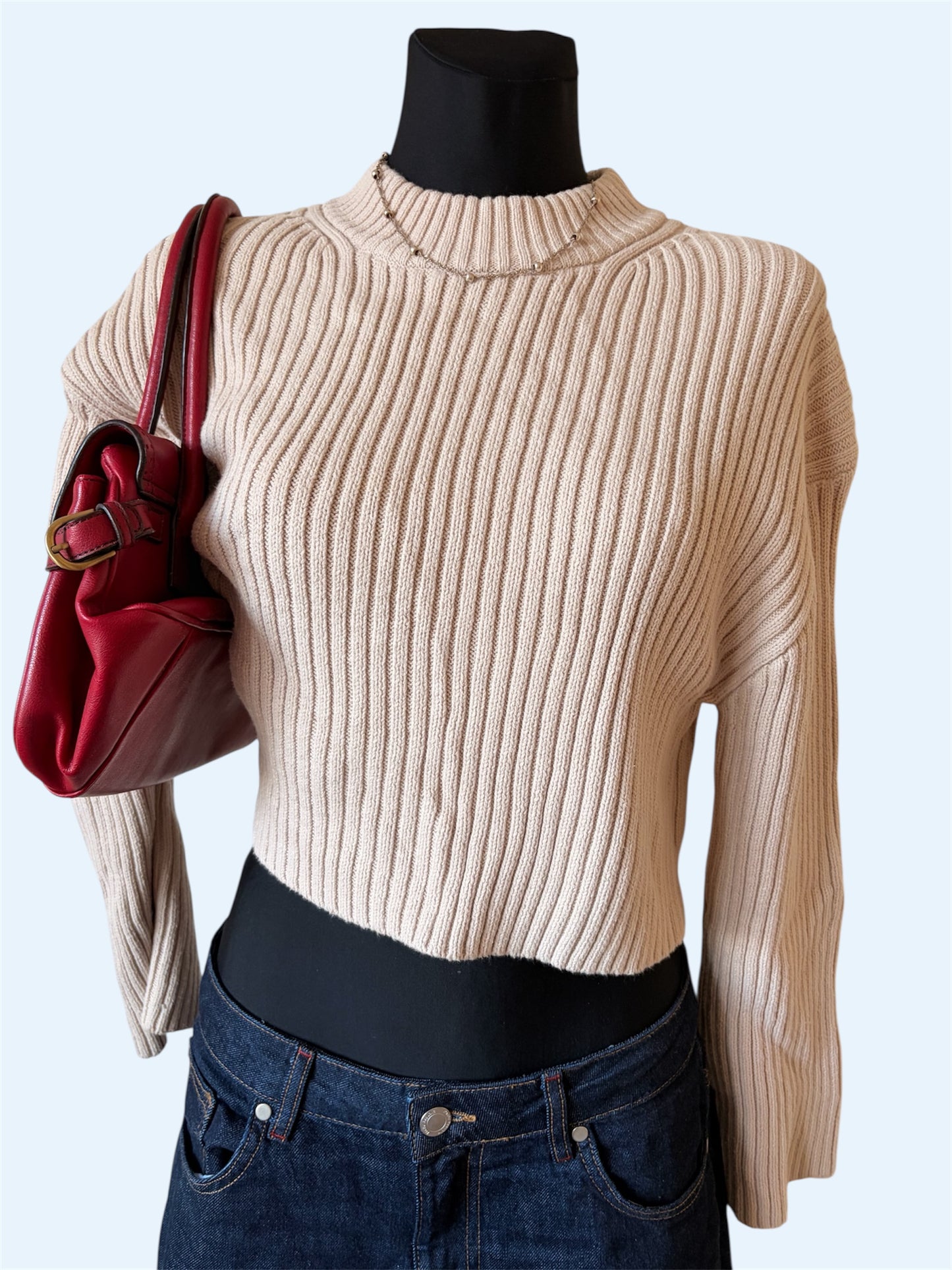 Cream cropped cardigan