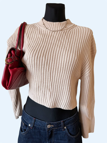 Cream cropped cardigan