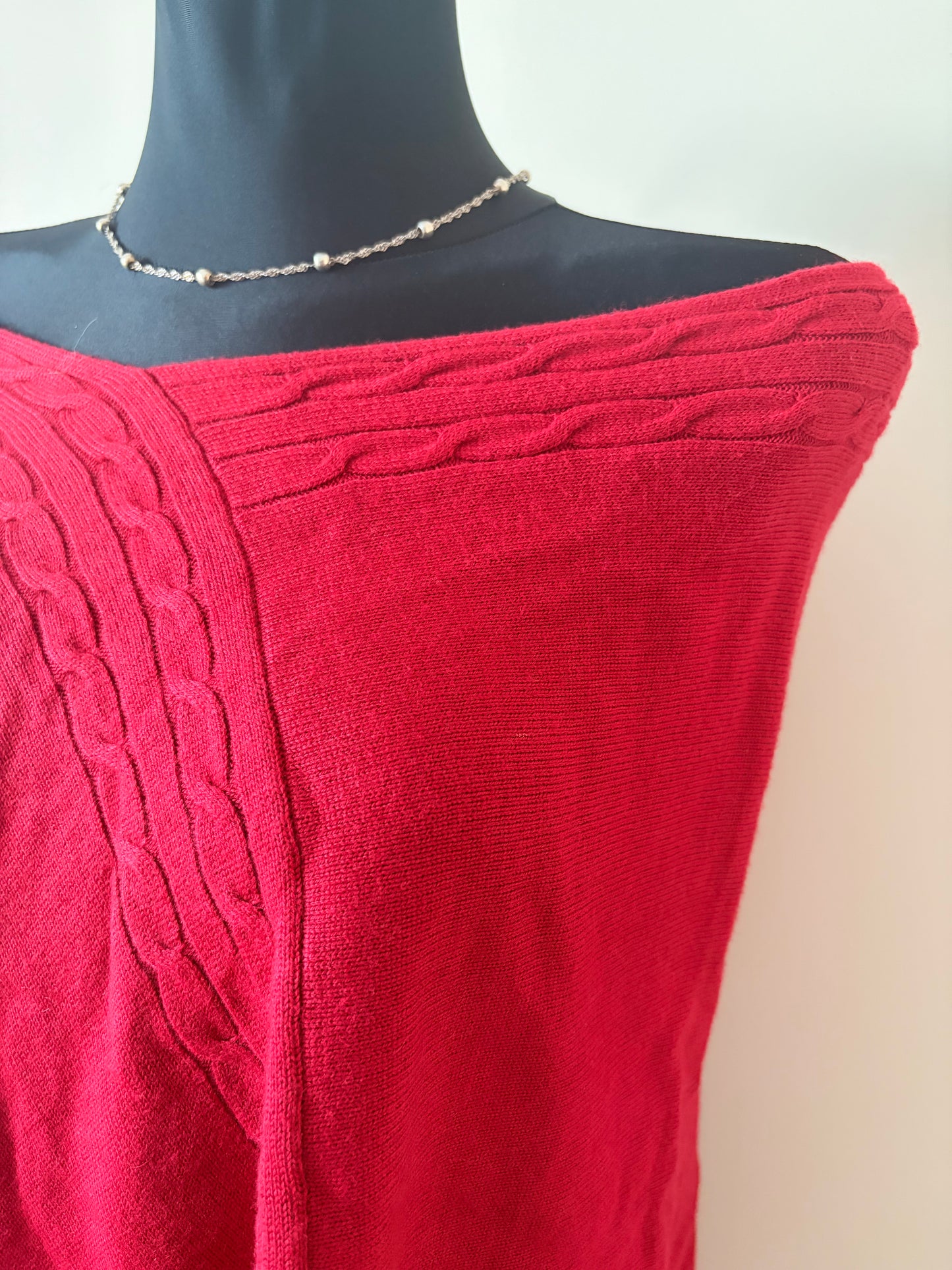 Red knit detail poncho