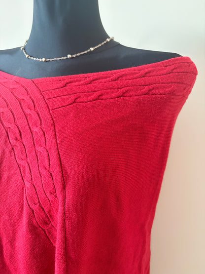 Red knit detail poncho