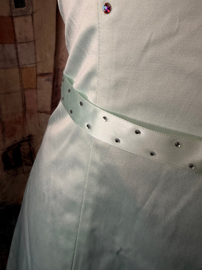 Vintage light teal strapless formal dress