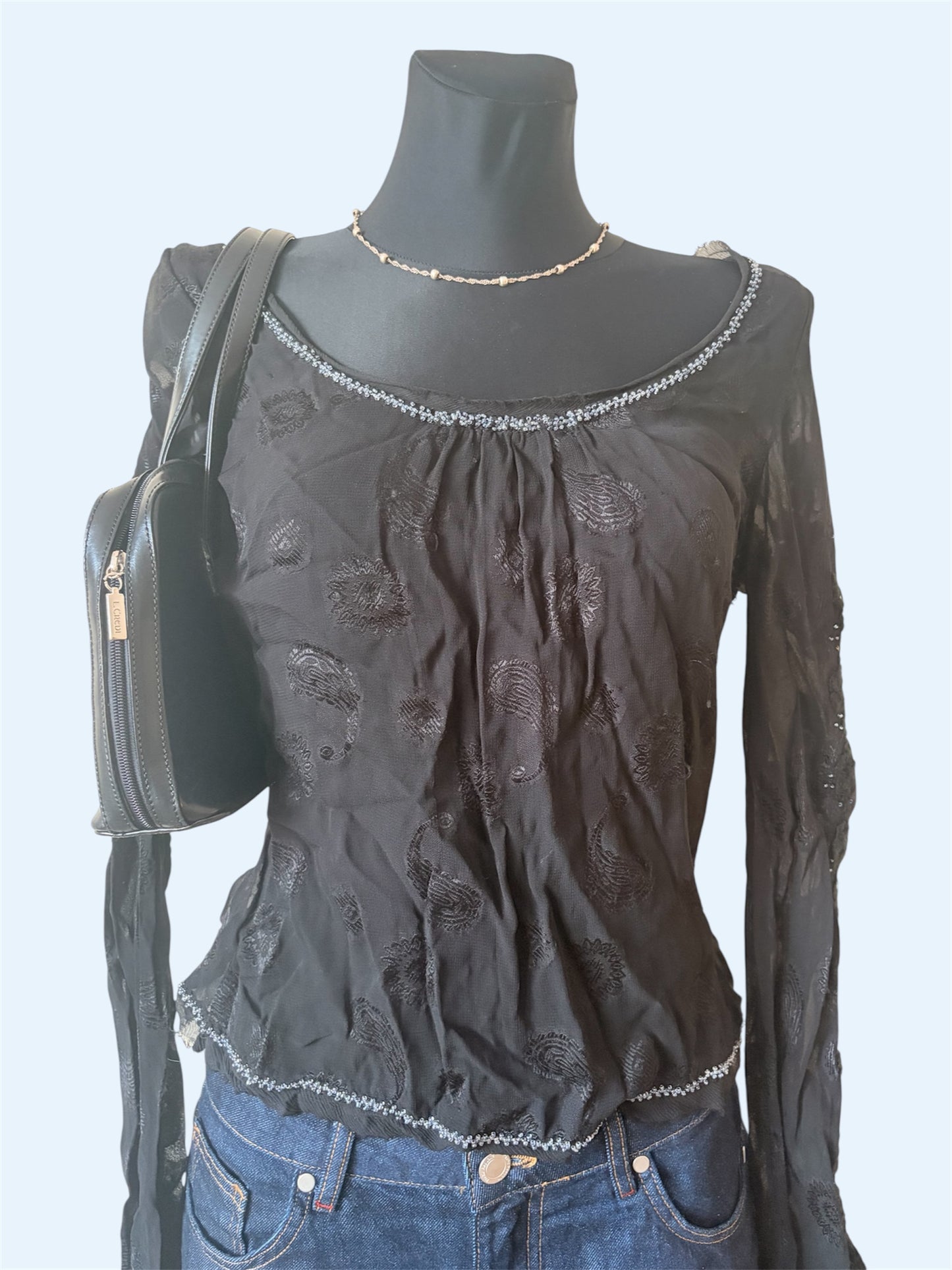Vintage black mesh top