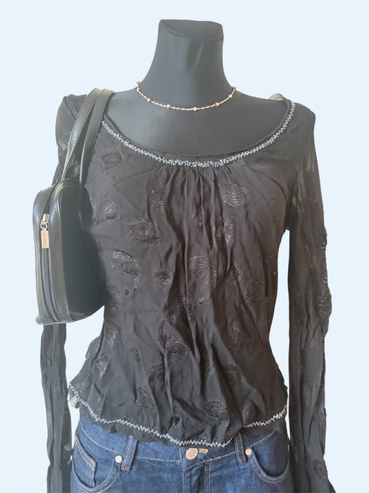 Vintage black mesh top