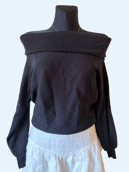 Black off-shoulder sweater